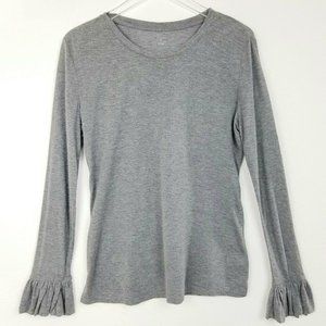 14th & Union Gray Scoop Neck Tee Long Flounce M
